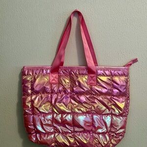 Blakely Metallic Pink Puffer Tote Bag